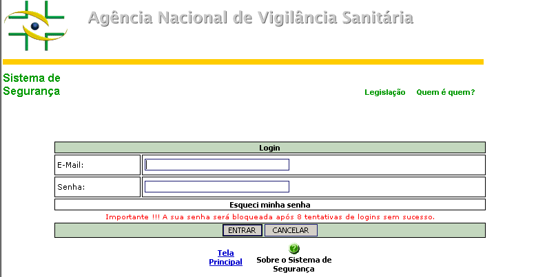 Gestor de Segurança insira seu e-mail válido e