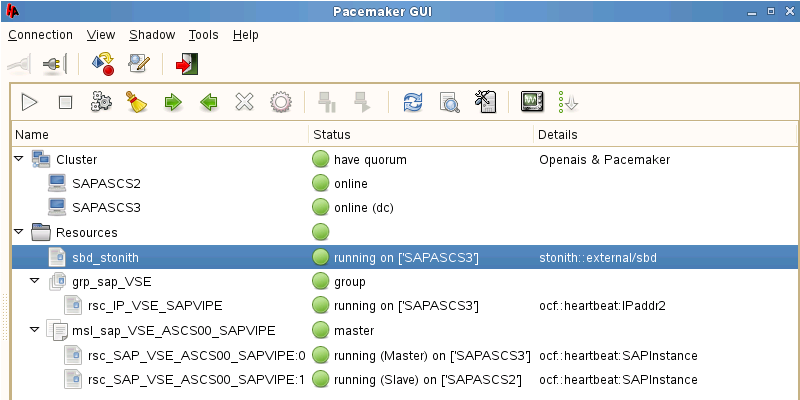 6. Na GUI do Pacemaker, defina as dependências dos recursos, conforme mostrado na Figura 42. Figura 42. Configuração de dependências de recursos 7.