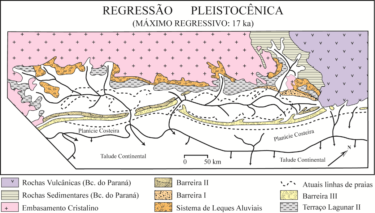 Tomazelli et al. 11 Figura 7. Evolução paleogeográfica da PCRS. Reconstituição da paisagem durante o máximo regressivo de ±17 ka (Último Máximo Glacial).