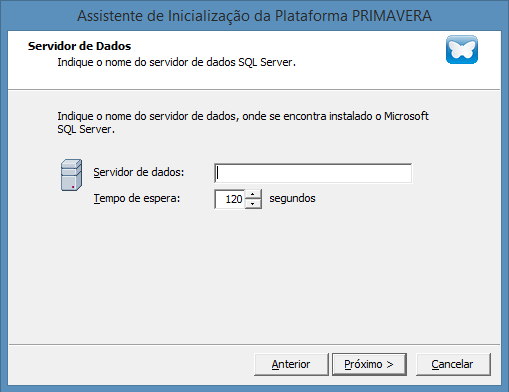 Este assistente apenas deve ser executado nos casos em que a instância SQL for diferente da instalada por omissão com o produto.