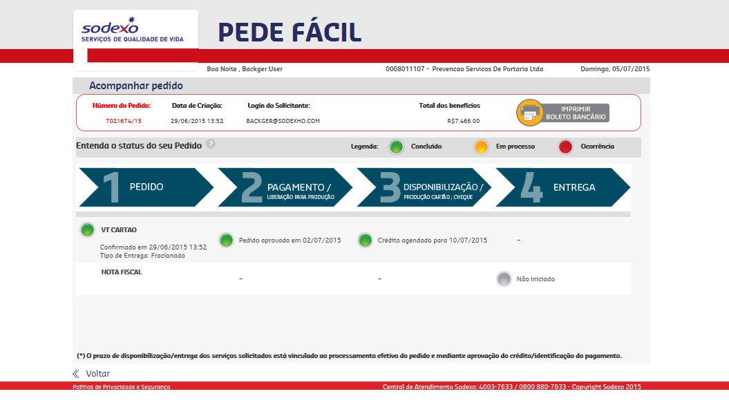 Novos Prazos de Entrega Status de Pedidos (Acompanhar Pedido) Através do sistema Pede Fácil é possível acessar a tela de Acompanhamento de Pedido, na qual aparecerá o tipo