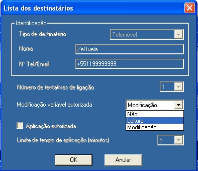 Zelio Logic Configurações de Software Definindo os destinatários da mensagem Adição de destinatários Lista de destinatários da