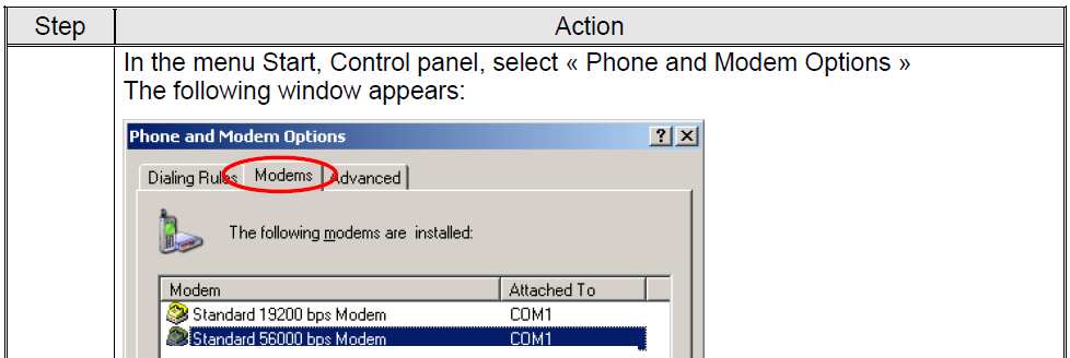 Zelio Alarm Configuração do software Zelio Logic Alarm: Configuração do modem para windows XP No painel de controle do