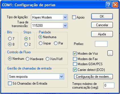 Configuração de mensagens de voz Parâmetros predefinidos para a maioria dos casos. Se precisar discar um prefixo para ligar para números externos, insira-o aqui.