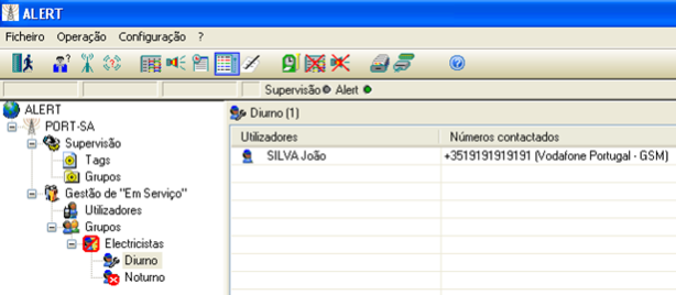 Combinar operadores com equipas Em Serviço Clique, com o botão direito do rato, sobre os "Utilizadores", na árvore do ALERT.