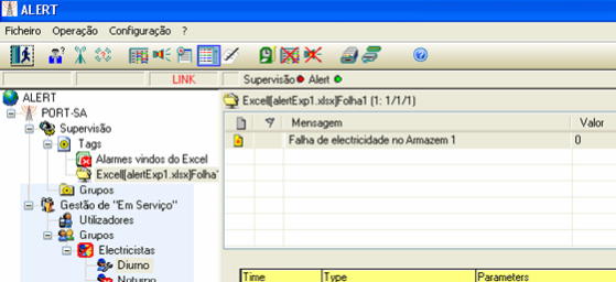 Escolha condição de disparo do alarme. Escolha o(s) grupo (s) a ser notificado(s) para esse alarme.