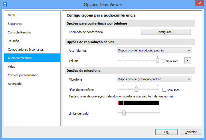 Opções Observação: Todas as configurações feitas em Configurações locais são salvas somente para o computador em que você está trabalhando no momento (para computadores & contatos no TeamViewer