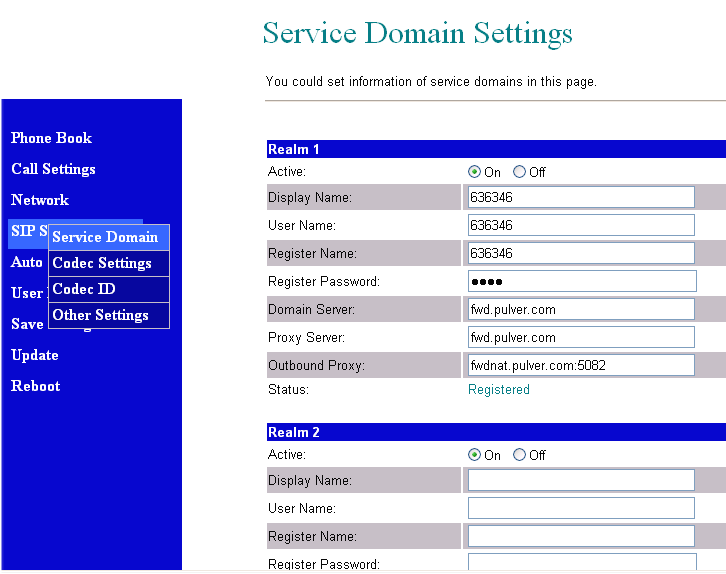 Outbound Proxy(fwdnat.pulver.com:5082).Depois de acabar a configuração,clique no botão Submit e no botão de Save Change.