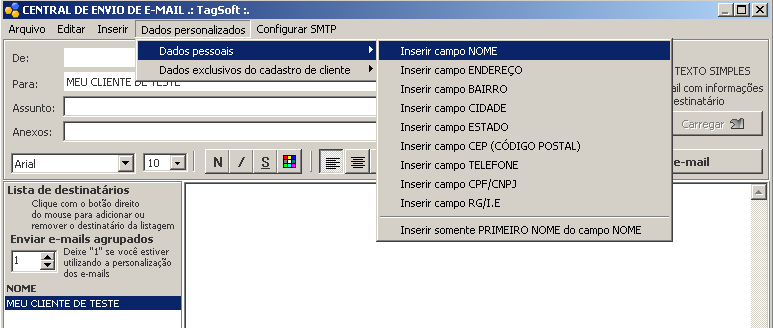 Endereç de e-mail: Nesta pçã vcê indica e-mail para que s usuáris lhe retrnem. Seu servidr SMTP de e-mail: Nesta pçã vcê indica seu servidr SMTP de e-mail. Prta: Nesta pçã vcê indica a prta d servidr.