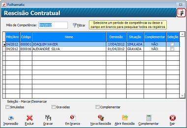 Menu Processos / Cálculo Férias / Proventos e