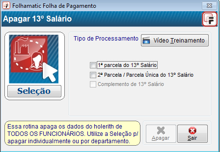 Menu Processos/13 º Salário/Apagar 13º Salário Processos/Folha