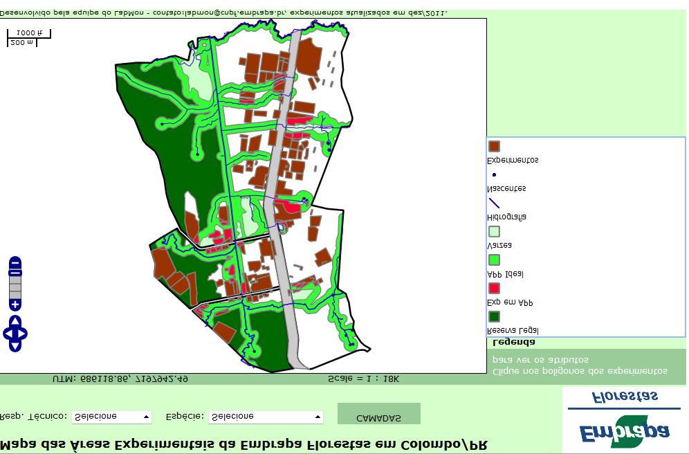 6 Cadernos de geoprocessamento (5) WebGis da fazenda experimental em Colombo: organização da base de dados e acesso às informações geográficas Uma das preocupações da Embrapa Florestas está