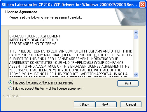 Primeiro, execute o instalador CP210x_VCP_Win2K_XP_S3K3, disponibilizado no