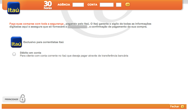 Meios de pagamento no Itaú Shopline O sistema Itaú Shopline possui diversos meios de pagamento, como Transferência Bancária, Crediário, Boleto e Cartão de Crédito via Rede. Contudo, a maxipago!