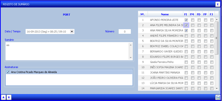 3. Menu Sumários 3.1. Sumários pelo Horário No menu Horários, fazendo duplo-clique sobre qualquer mancha horária, poderá efetuar registo do sumário.