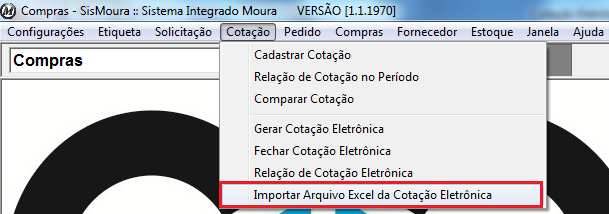 Quando o cliente receber o email com a cotação enviada pelo fornecedor, o cliente deverá fazer o download da planilha