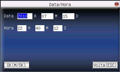 4.13. Opções de Data e Hora Para configurar a data e a hora do sistema selecione a opção [Sistema Data/Hora].