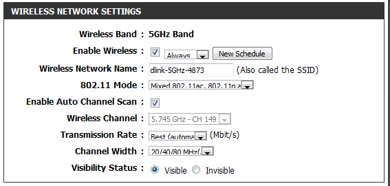 Etapa 4: Sob a opção Wireless Network Settings (Configurações de rede wireless), selecione o seu modo 802.11 desejado (as faixas de 2.