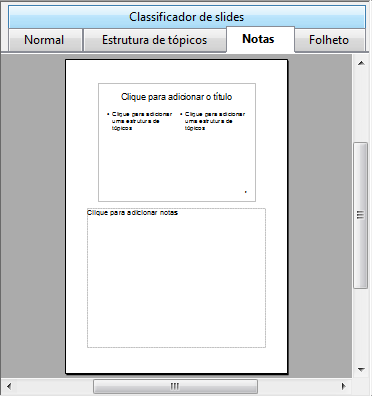 Barra de Menu Exibir Exibição de notas Alterna para a exibição de página de notas, onde você pode adicionar