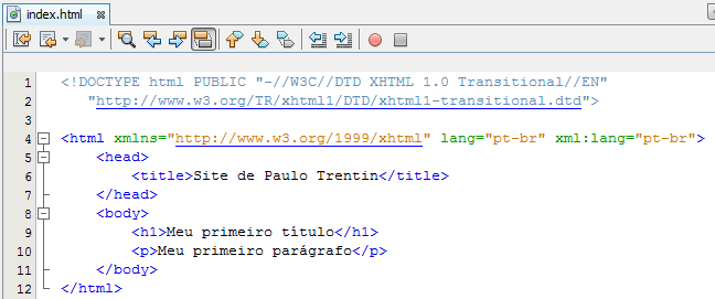 Título da página e parágrafo A tag h1 informa ao navegador que estamos inserindo