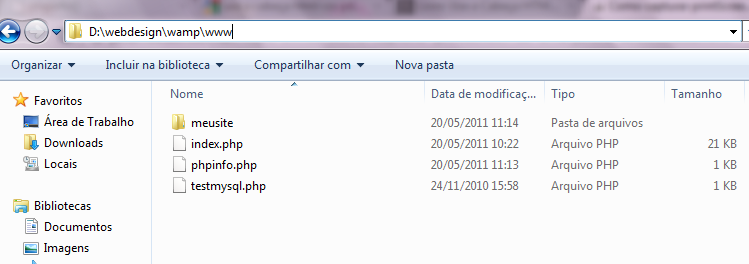 Inicialmente vá até a pasta www do seu apache.