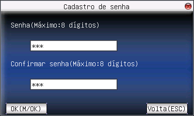 Pressione o dedo de acordo com a indicação do equipamento. Pressione o dedo três vezes da forma apropriada.