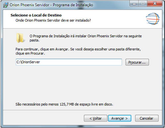 3.2 Instalação e Configuração do Servidor Orion Phoenix Após efetuar o download do arquivo de instalação do site www.orionphoenix.com.br, abra o arquivo setup.exe.