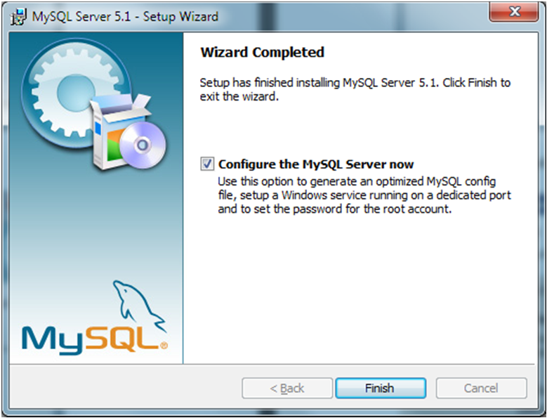 Aguarde enquanto o MySQL é instalado Selecione Configure the MySQL Server Now e