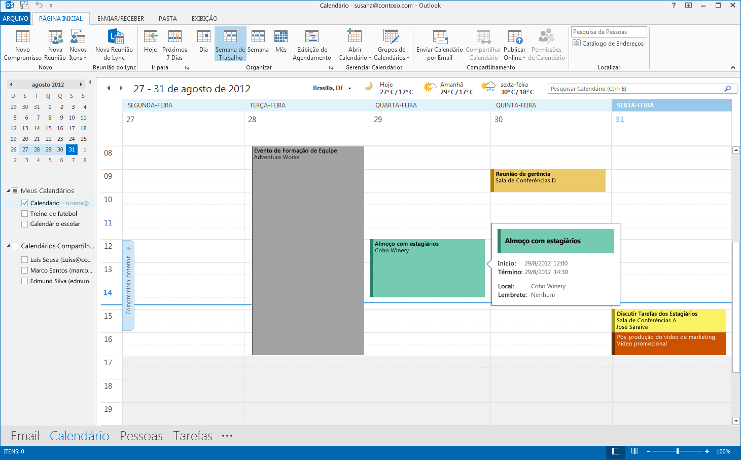 Email não é o mais importante A comunicação é importante, mas seu tempo é importante também. O Outlook 2013 atualizou a maneira como você administra seu tempo, seus contatos e suas tarefas.