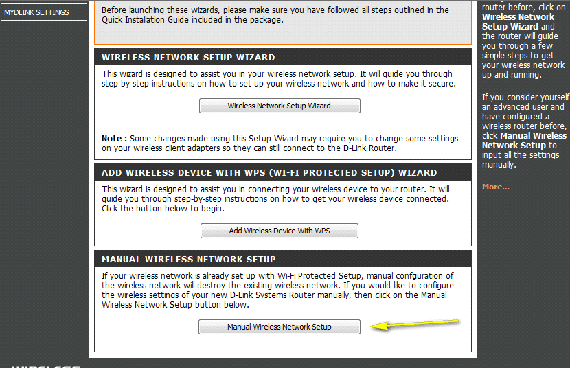 Etapa 4: Clique em Manual Wireless Network