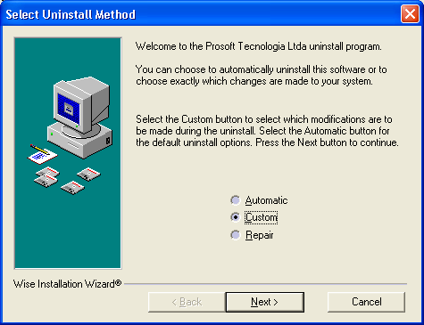 ATENÇÃO : Se Caso Necessite Desinstalar o Prosoft De Algum Terminal, Você So Poderá Fazer Este Procedimento Como Custom.