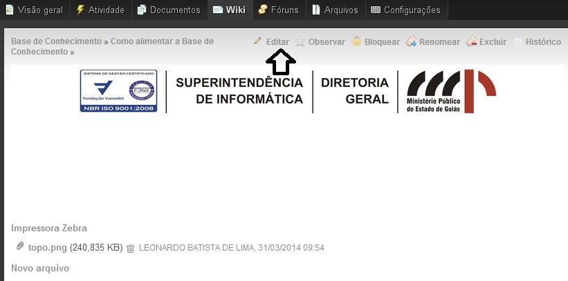 Abrir o documento. A tela a ser exibida é uma tela padrão utilizada para iniciar a edição de um novo documento. Clicar em Editar.