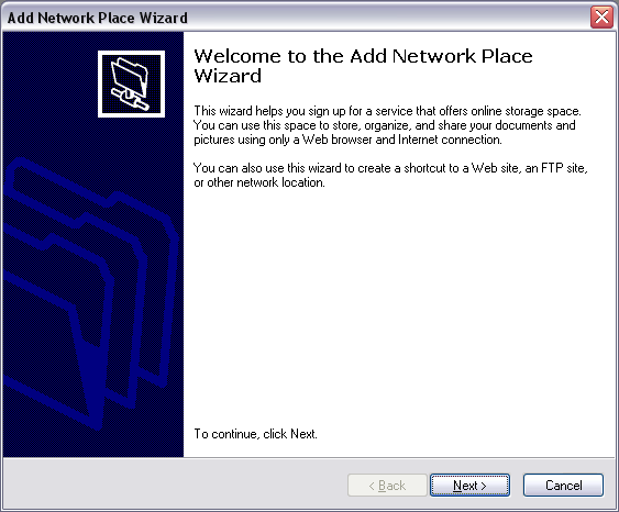 Windows 2000 / XP - Configuração Step-by-Step 1. Abrir My Network Places ; 2. No menu Network Tasks seleccionar a opção Add a network place para iniciar o Add Network Place Wizard ; 3.