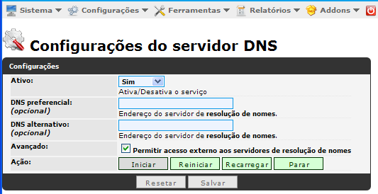 49 Figure 33: Print da tela WebAdmin => Cnfigurações d Servidr DNS Observações Nã é acnselhad desabilitar Bind para usar utrs meis de Resluçã de Nmes.
