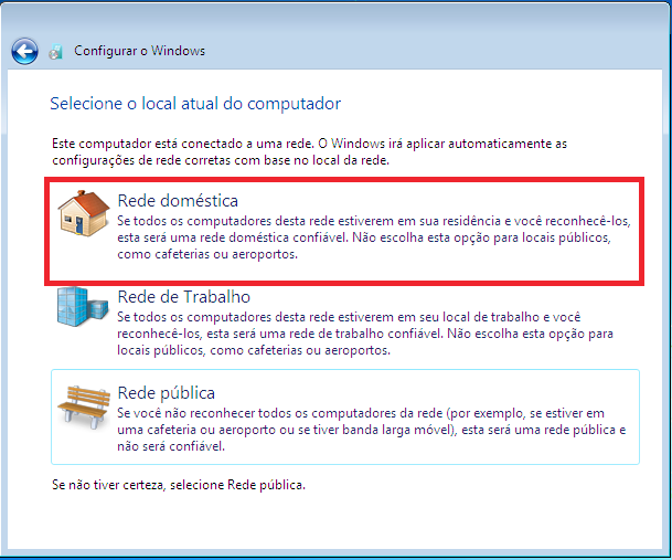 4.11. Selecione as configurações de rede de acordo com rede que você utiliza.