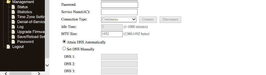 (O Service Name pode ficar em branco) Clicar no botão Apply Changes para salvar as definições e depois reinicializar o router.