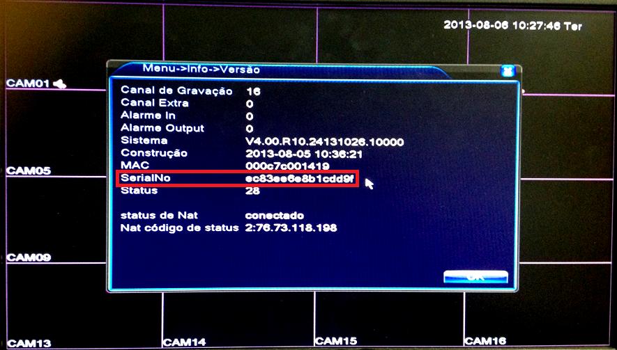 Verificar Número de Série 1 - Na tela seguinte verifique a informação N de Série ou Serial No.