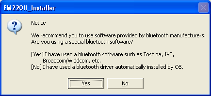 3) Seleccione a porta COM a ser utilizada e clique no botão "Seguinte". 4) Se utilizar Bluetooth, clique no botão "Sim". - Clique "Não" se estiver a utilizar uma porta de série.