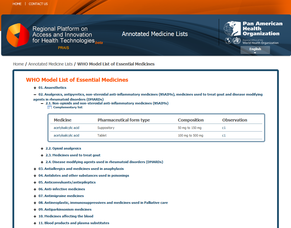 Cooperação Técnica Projetos Especiais Medlist Lançamento maio 2012 Listas disponíveis o Essential Medicines (OMS) o Strategic Fund