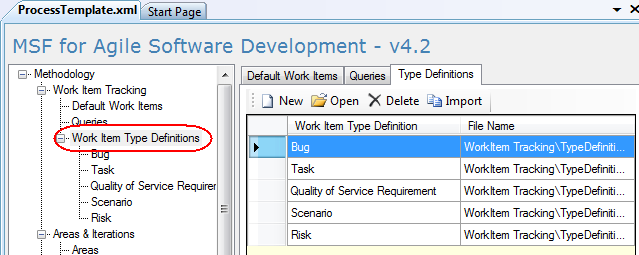 Os passos seguintes mostram como o Process Template Editor deve ser utilizado para editar um tipo de item de trabalho: 1. Inicie o Visual Studio. 2.