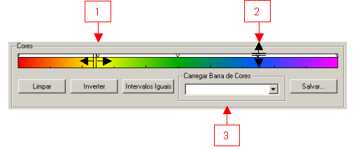3.9 recuperar uma barra de cores que tenha sido salva anteriormente, use o combo indicado pelo 3 na Figura 3.6. Figura 3.6 Interface de acesso a barra de cores. 3. Clique no botão Aplicar. 4.