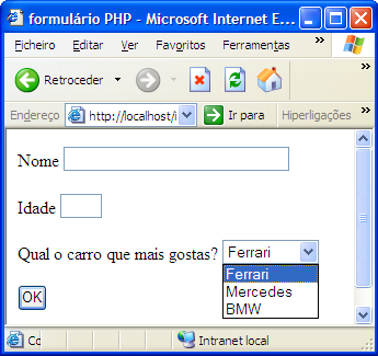 Exemplo 4 <html> <head> <title> formulário PHP </title> </head> <body> <form enctype="multipart/form-data" method="post" action="php_2.