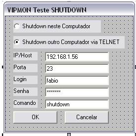 Configurando: SHUTDOWN local: Na parte superior, você pode ativar o shutdown para o computador que está instalado o. A caixa ao lado serve para configurar o tempo antes do desligamento.