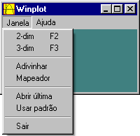 Figura 1.1: Instalando o Winplot Figura 1.2: Janela Principal 1.2.1 Janela Na opção Janela do Winplot existem sete opções (figura 1.3): Figura 1.