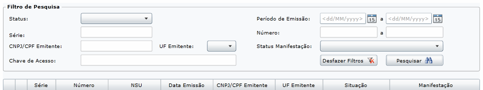 Página37 Gerenciar NF-e: Nesta opção do sistema permite fazer pesquisa de notas importadas para controle do emitente.