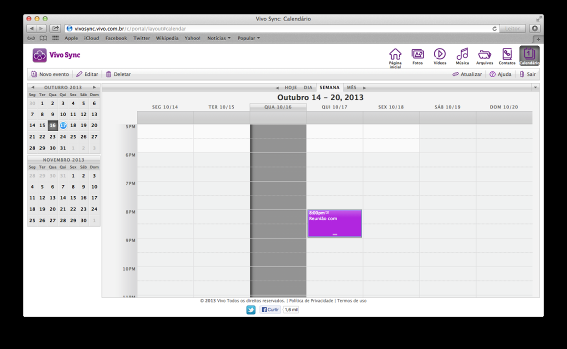 3.7.1 Visualização Esse componente possui três opções de visualização do calendário e o botão Hoje que lhe