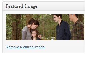 Clique em Use as featured image, quando o link sumir, feche essa pagina no x que tem no canto de onde esta escrito Set featured image.