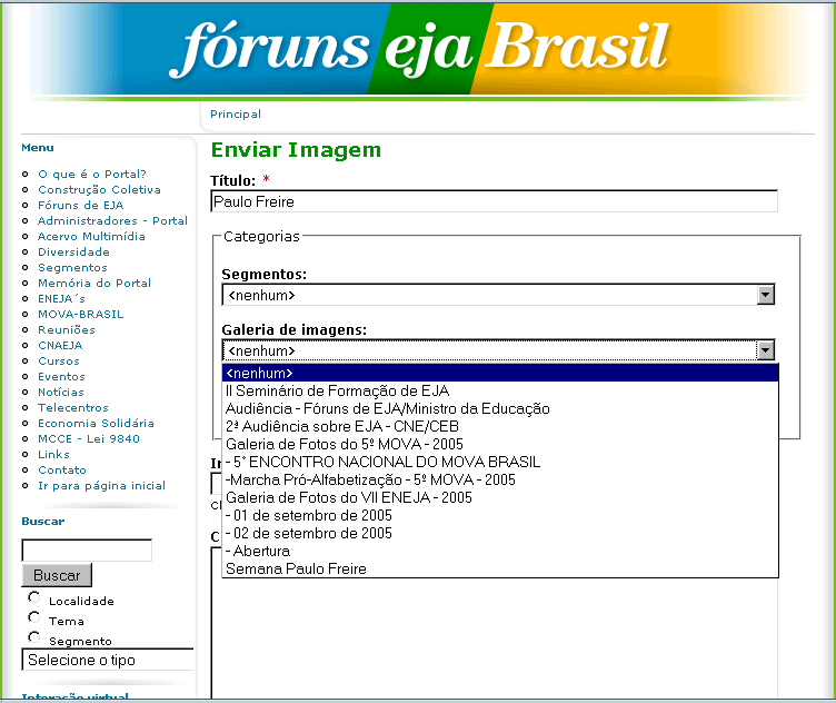 1º passo: 1) Para fazer isso, vá em "Criar conteúdo", escolha "Image".