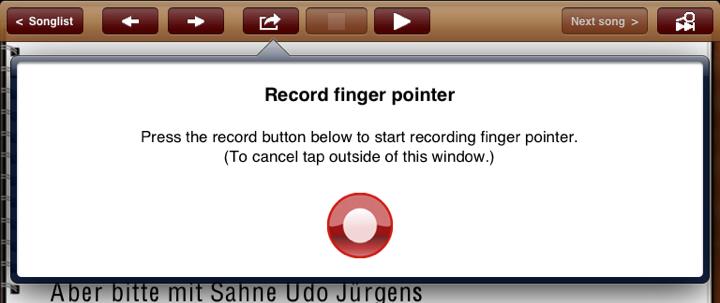11 Gravar um indicador de dedo estilo Karaokê Na tela de documento PDF, toque primeiro no botão ação e selecione depois