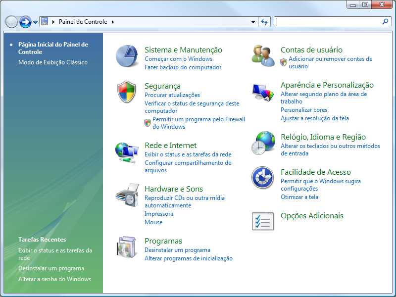 Se o programa foi instalado anteriormente 4. Desinstale o programa. No Windows 7 / Windows Vista: 1. Selecione o menu [Iniciar] [Painel de Controle] [Programas]. 2. Selecione [Programas e Recursos].